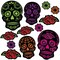 Party Central Club Pack of 144 Green and Red Day of the Dead Halloween Sugar Skull Cutouts 15&#x22;